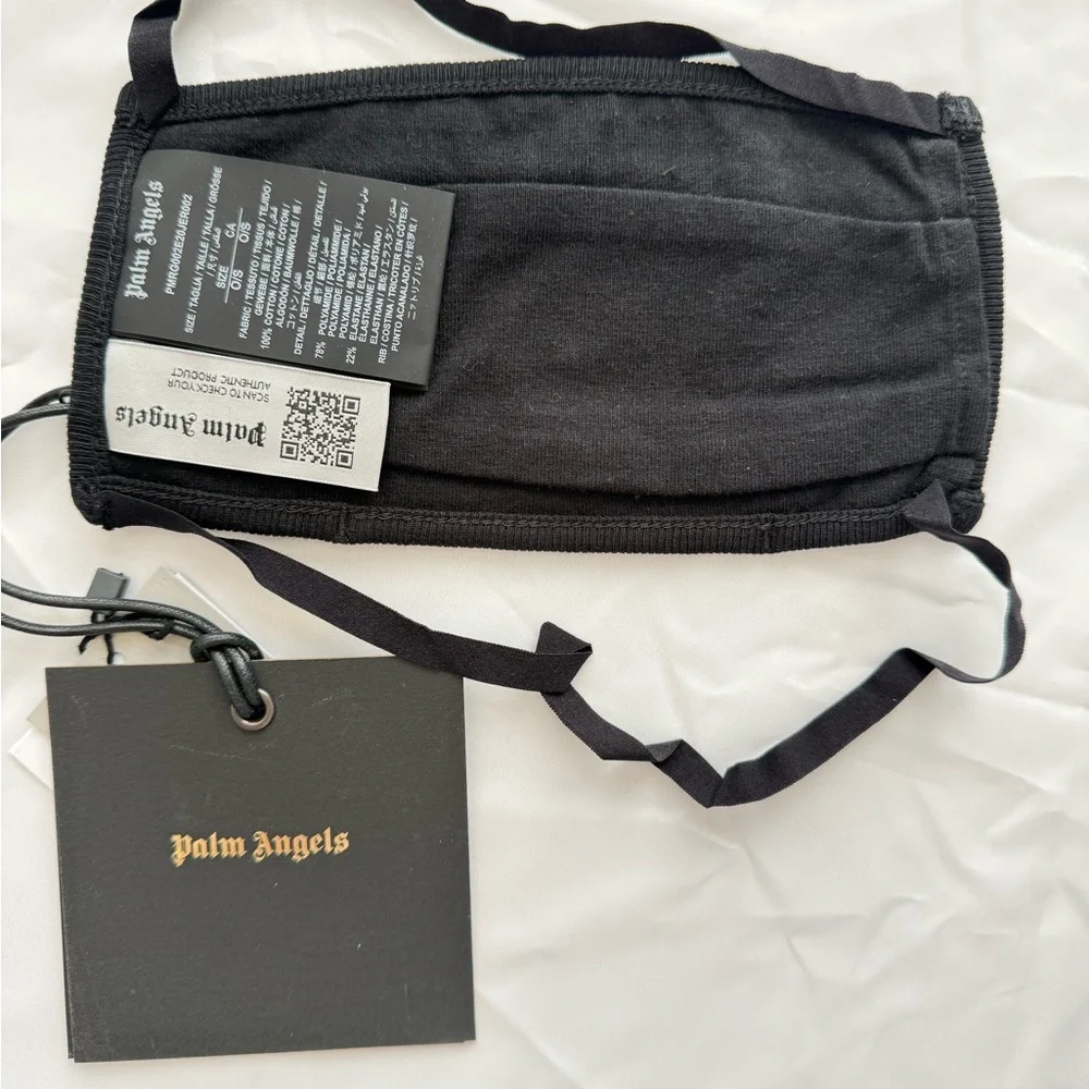 Palm Angels Black Mask with White Text
